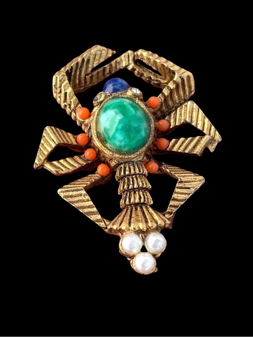 Vintage 1950s Goldtone Lobster Figural Brooch